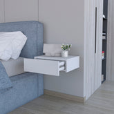 5" White One Drawer Faux Wood Floating Nightstand